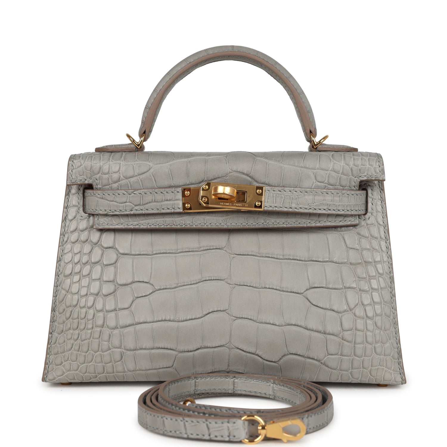 Kelly Sellier 20 Gris Perle Verso Matte Alligator Bag