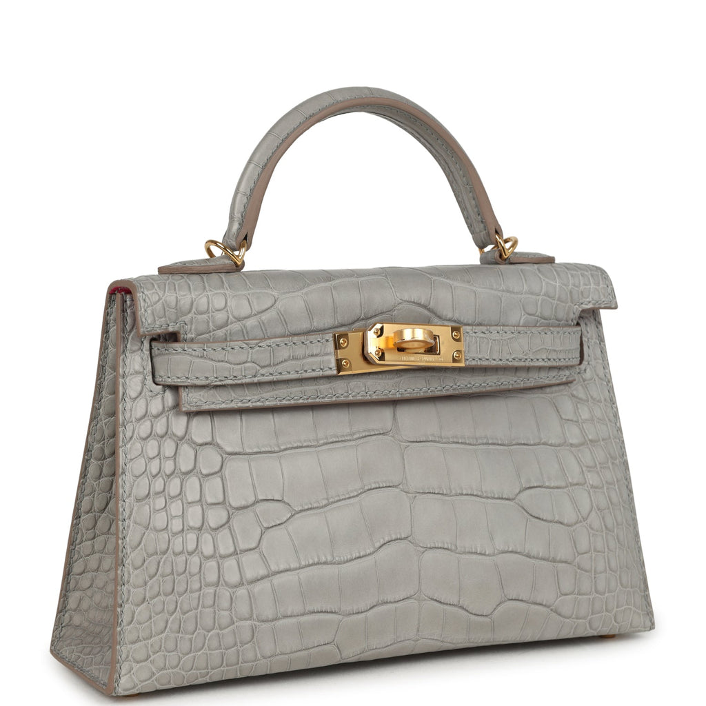 Kelly Sellier 20 Gris Perle Verso Matte Alligator Bag