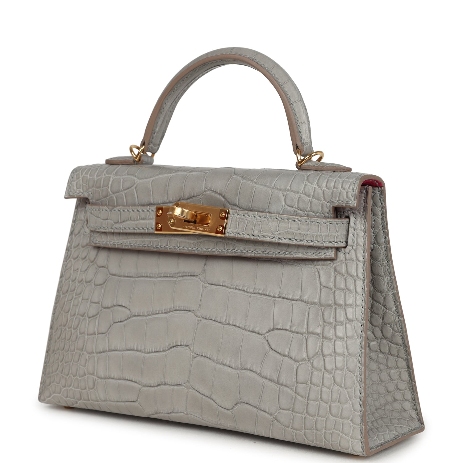 Kelly Sellier 20 Gris Perle Verso Matte Alligator Bag