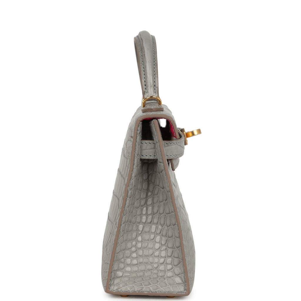 Kelly Sellier 20 Gris Perle Verso Matte Alligator Bag