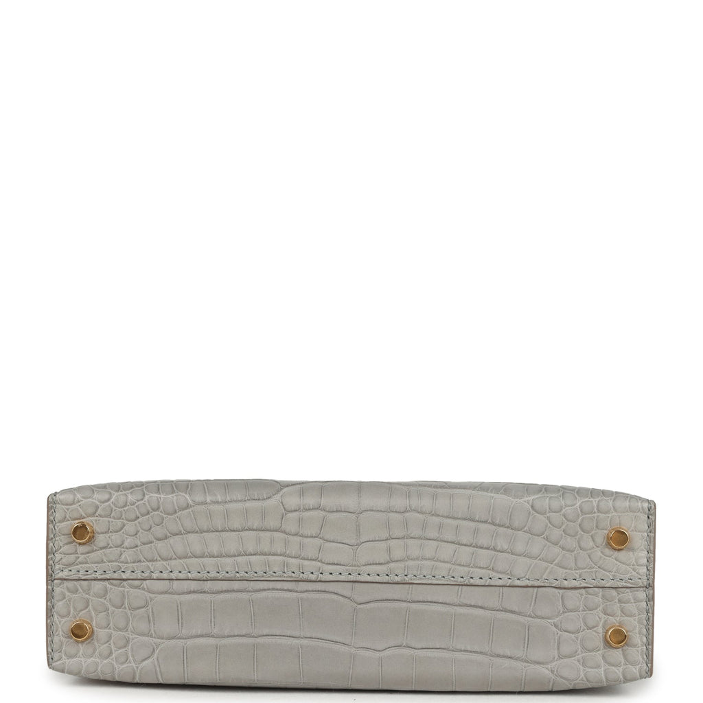 Kelly Sellier 20 Gris Perle Verso Matte Alligator Bag