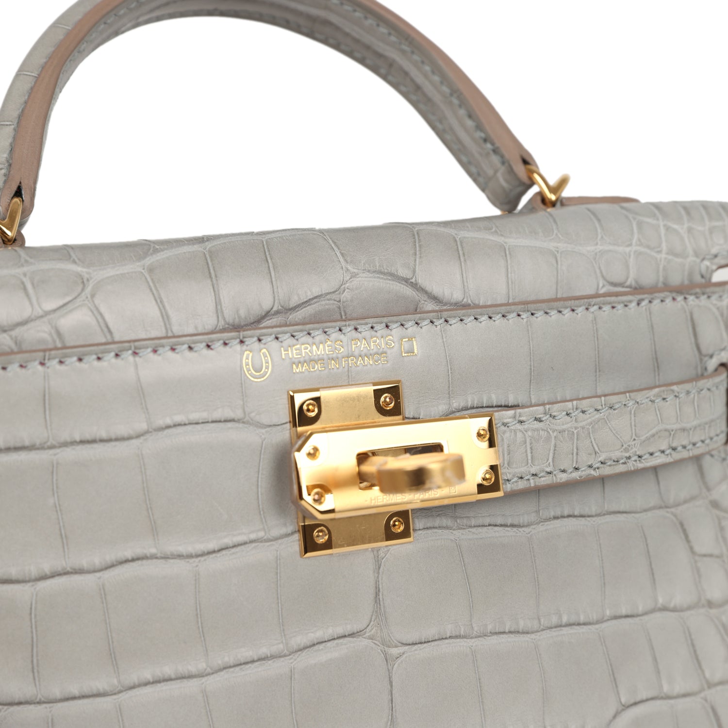 Kelly Sellier 20 Gris Perle Verso Matte Alligator Bag