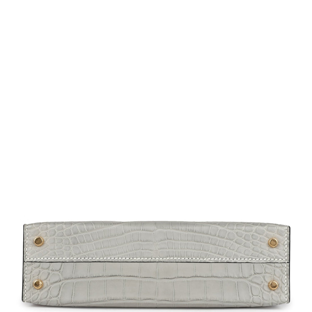 Kelly Sellier 20 Gris Perle and Black Matte Alligator Bag