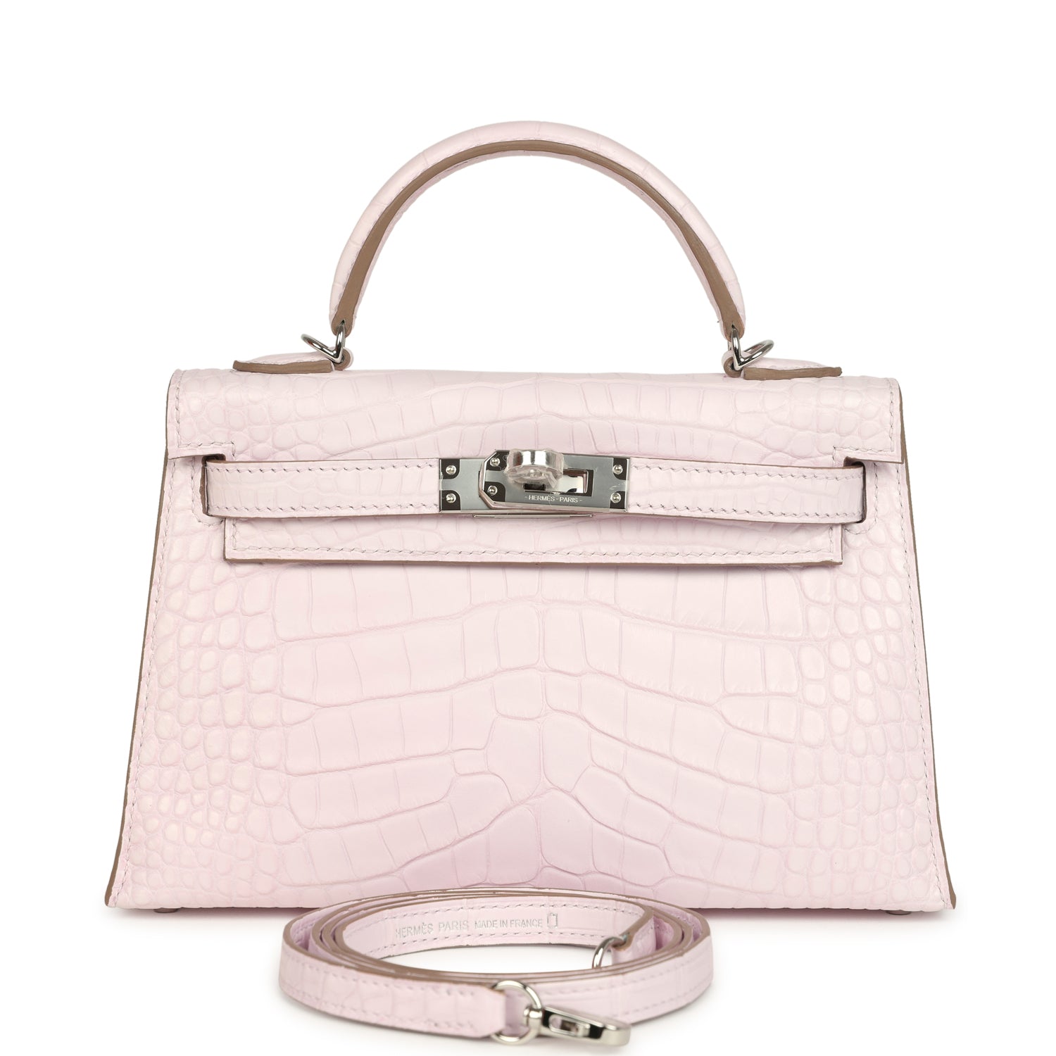 Kelly Sellier 20 Mauve Pale Boreal Satin Alligator Bag