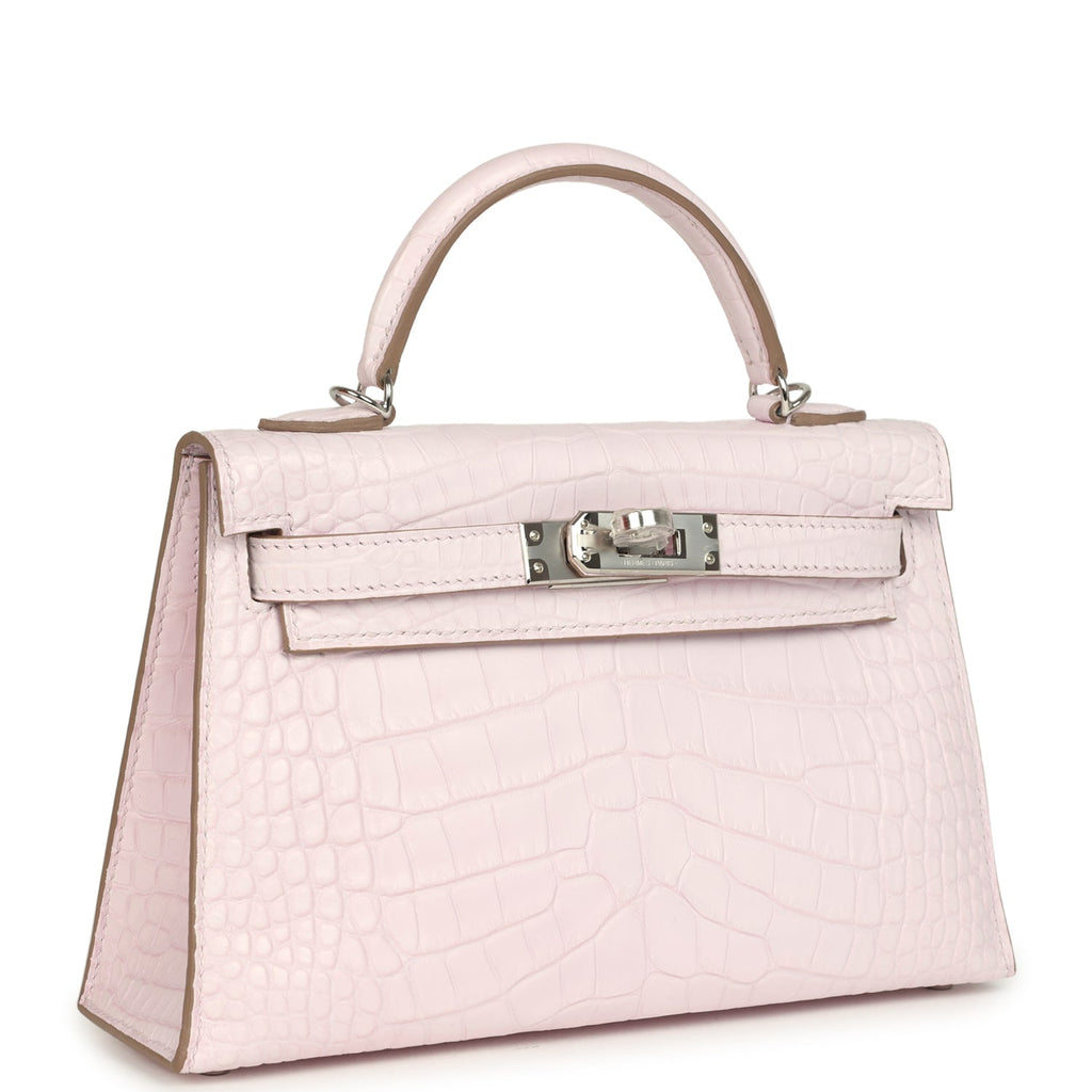 Kelly Sellier 20 Mauve Pale Boreal Satin Alligator Bag