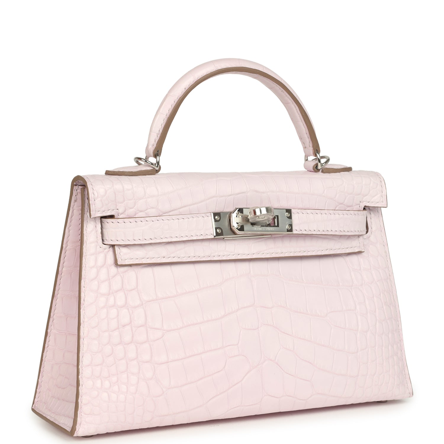 Kelly Sellier 20 Mauve Pale Boreal Satin Alligator Bag