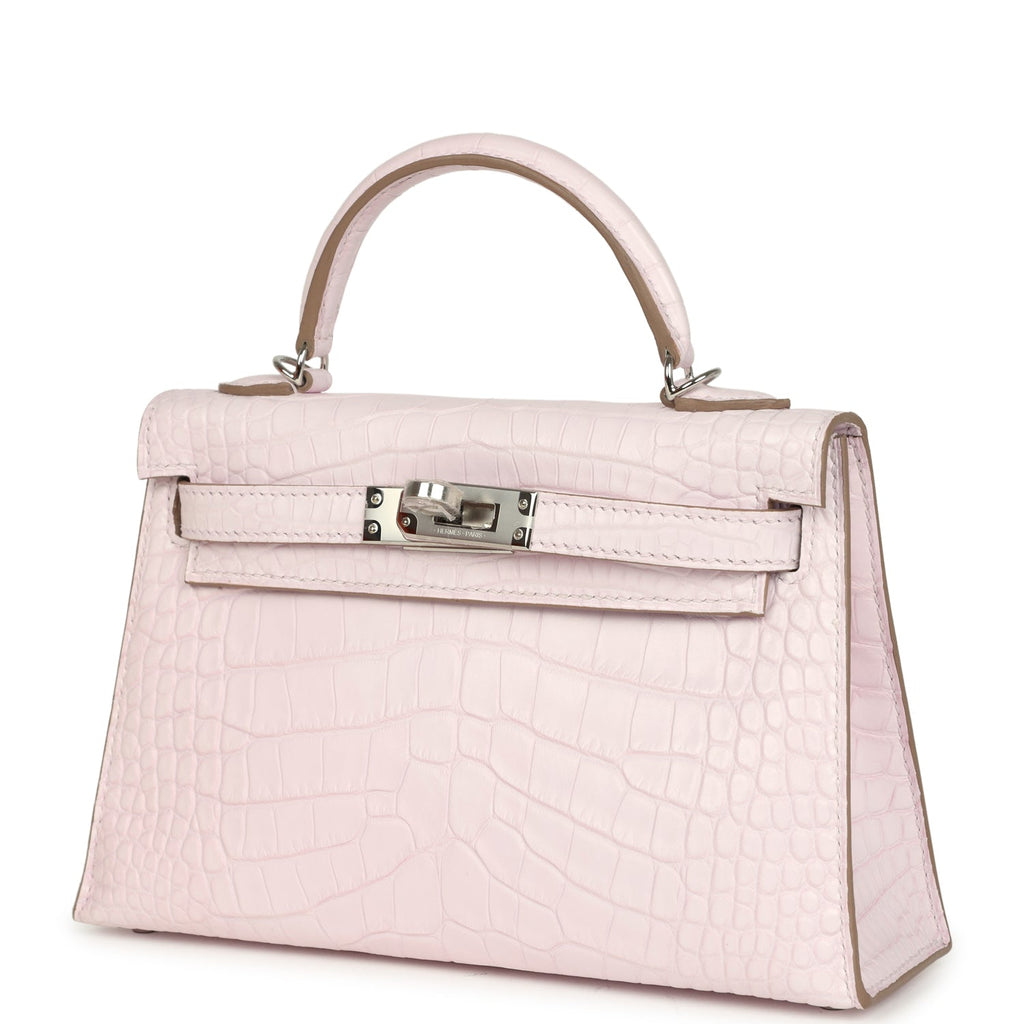 Kelly Sellier 20 Mauve Pale Boreal Satin Alligator Bag