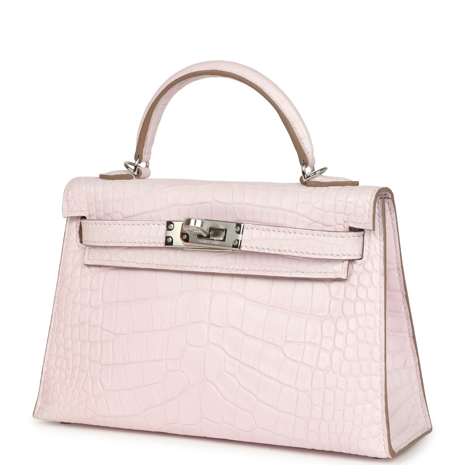 Kelly Sellier 20 Mauve Pale Boreal Satin Alligator Bag