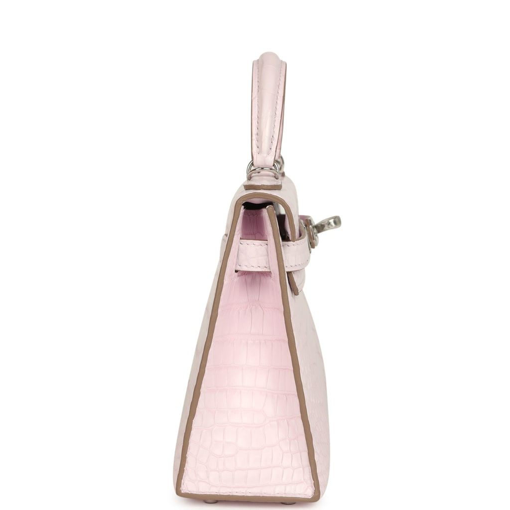 Kelly Sellier 20 Mauve Pale Boreal Satin Alligator Bag