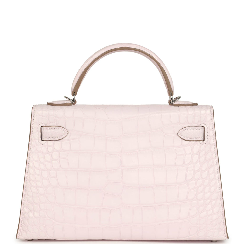 Kelly Sellier 20 Mauve Pale Boreal Satin Alligator Bag