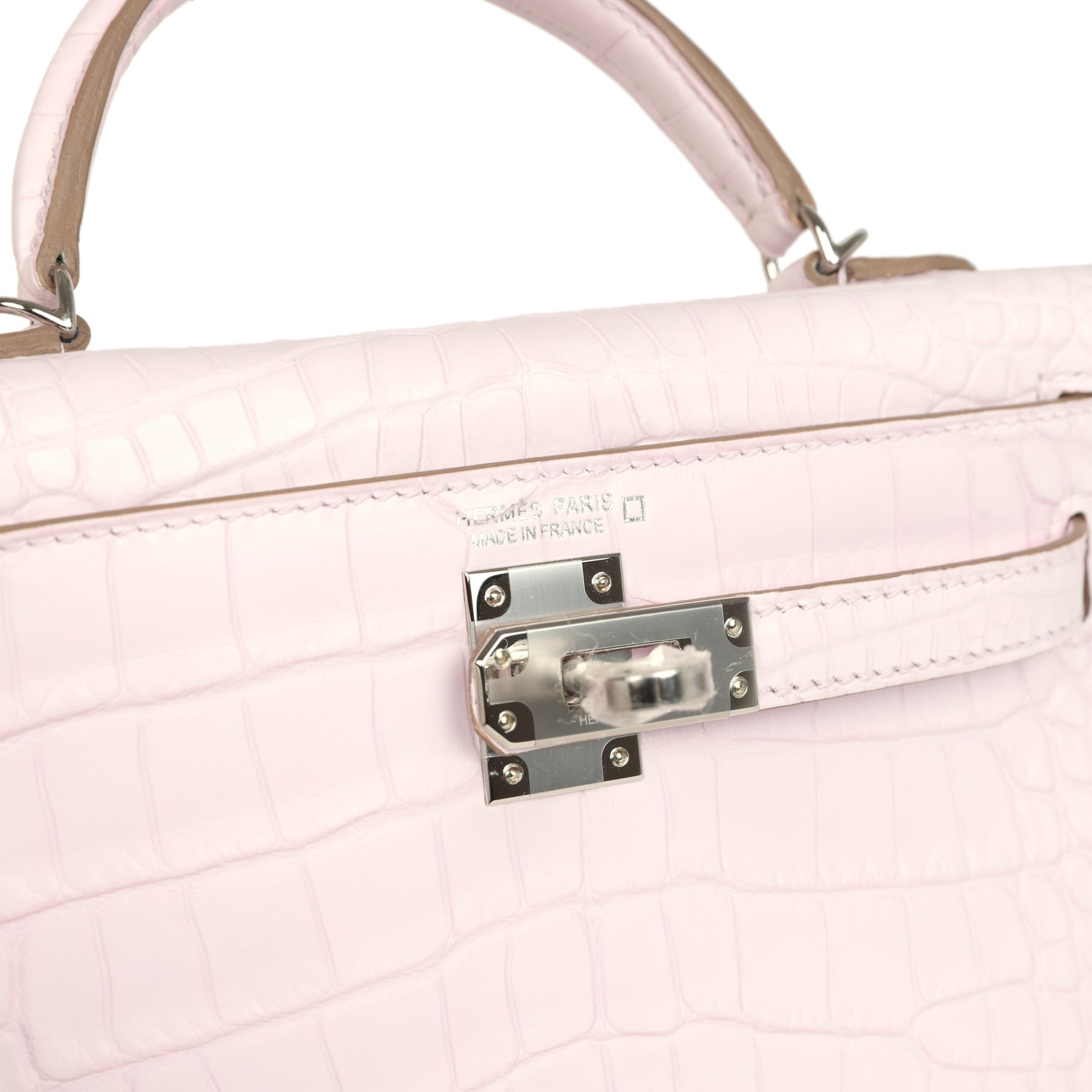 Kelly Sellier 20 Mauve Pale Boreal Satin Alligator Bag