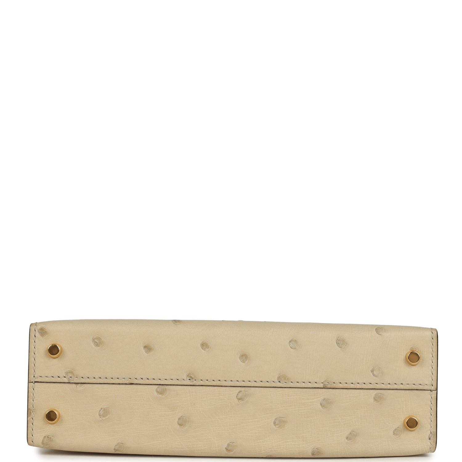 Kelly Sellier 20 Parchemin and Cognac Ostrich Bag