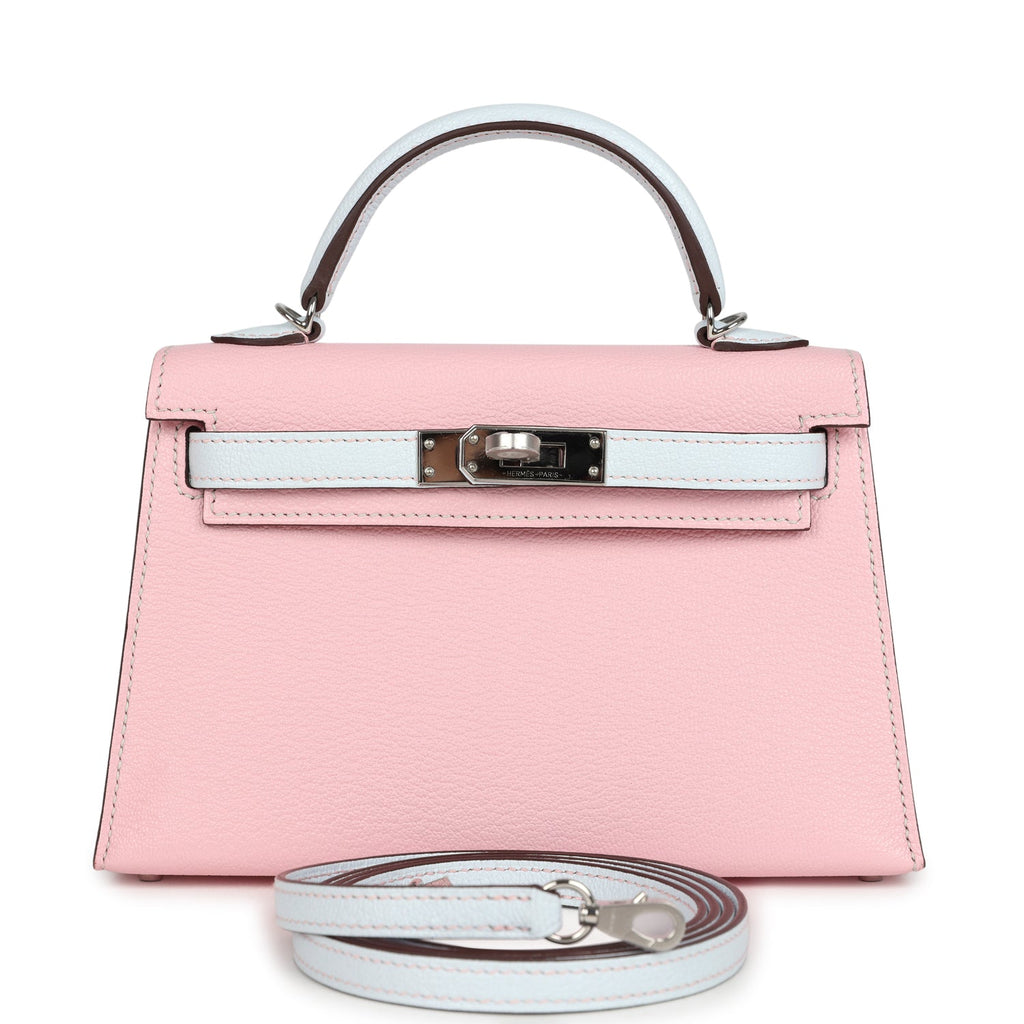 Kelly Sellier 20 Rose Sakura and Bleu Brume Chevre Bag