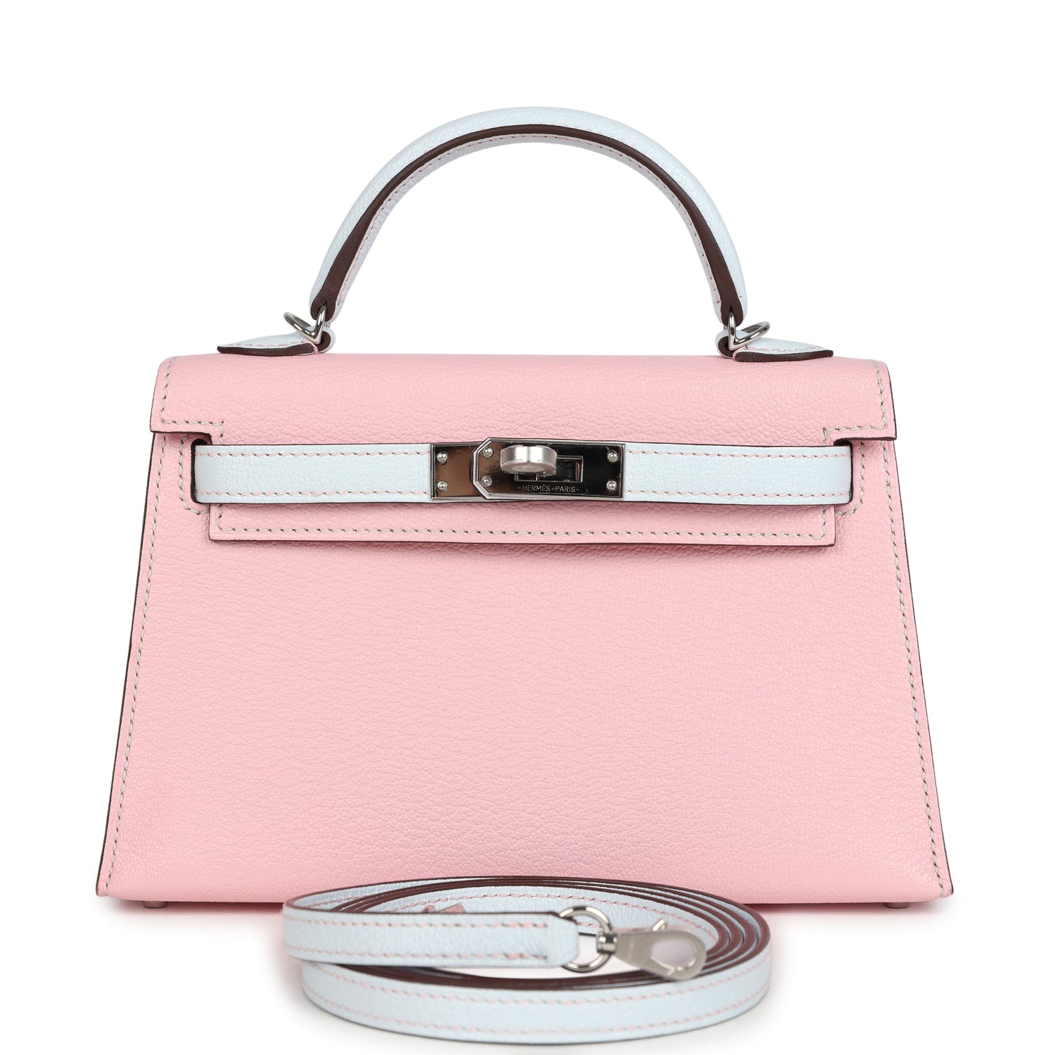 Kelly Sellier 20 Rose Sakura and Bleu Brume Chevre Bag