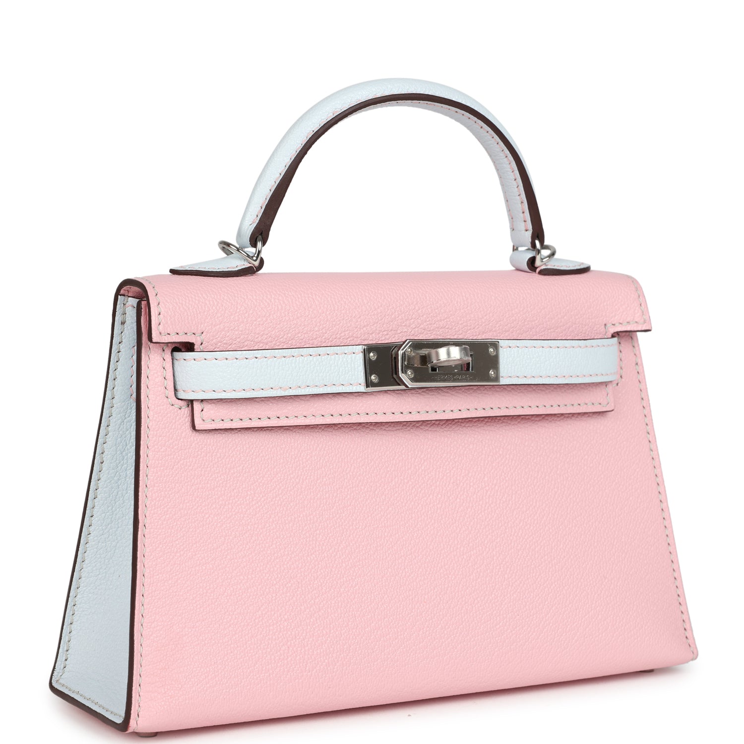 Kelly Sellier 20 Rose Sakura and Bleu Brume Chevre Bag