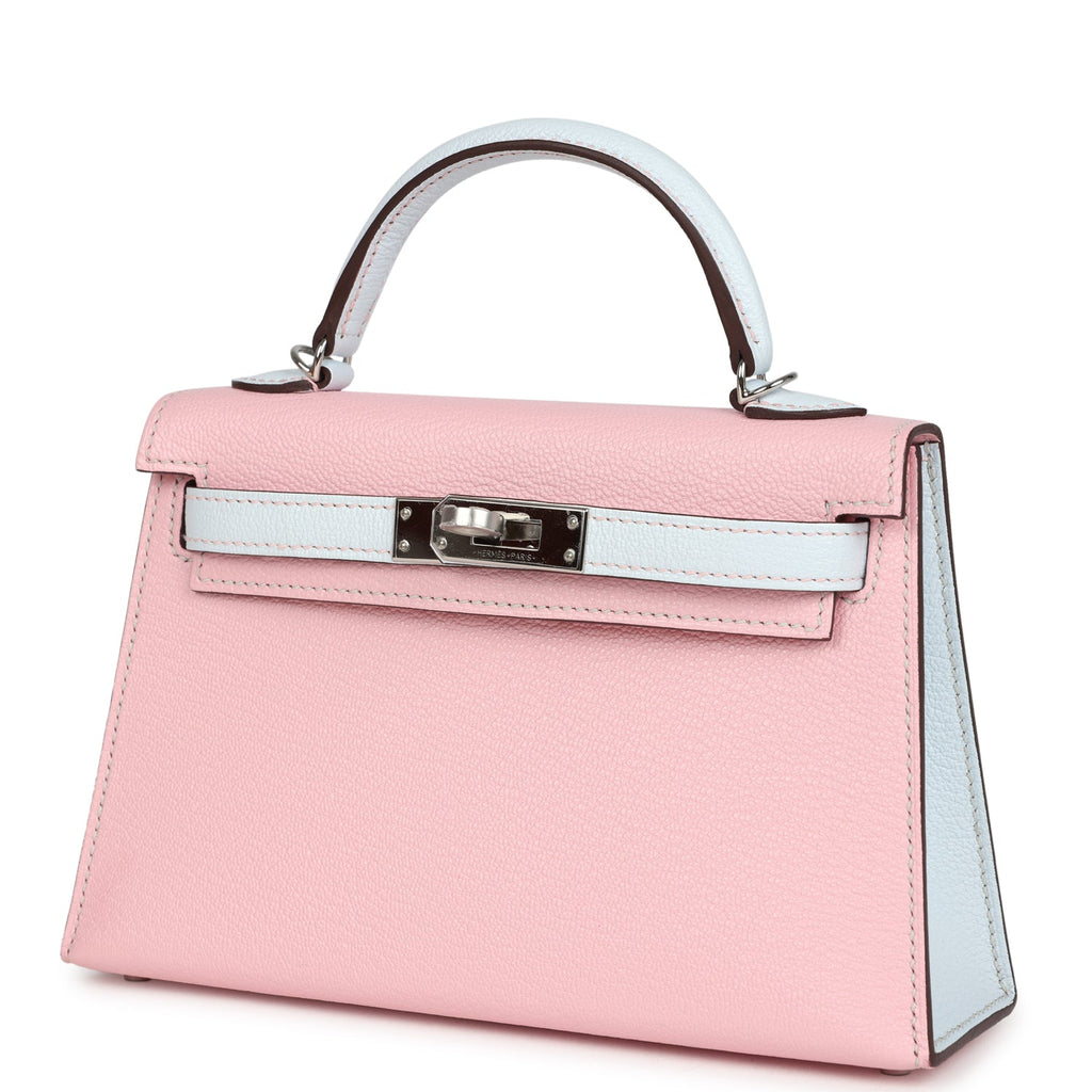 Kelly Sellier 20 Rose Sakura and Bleu Brume Chevre Bag