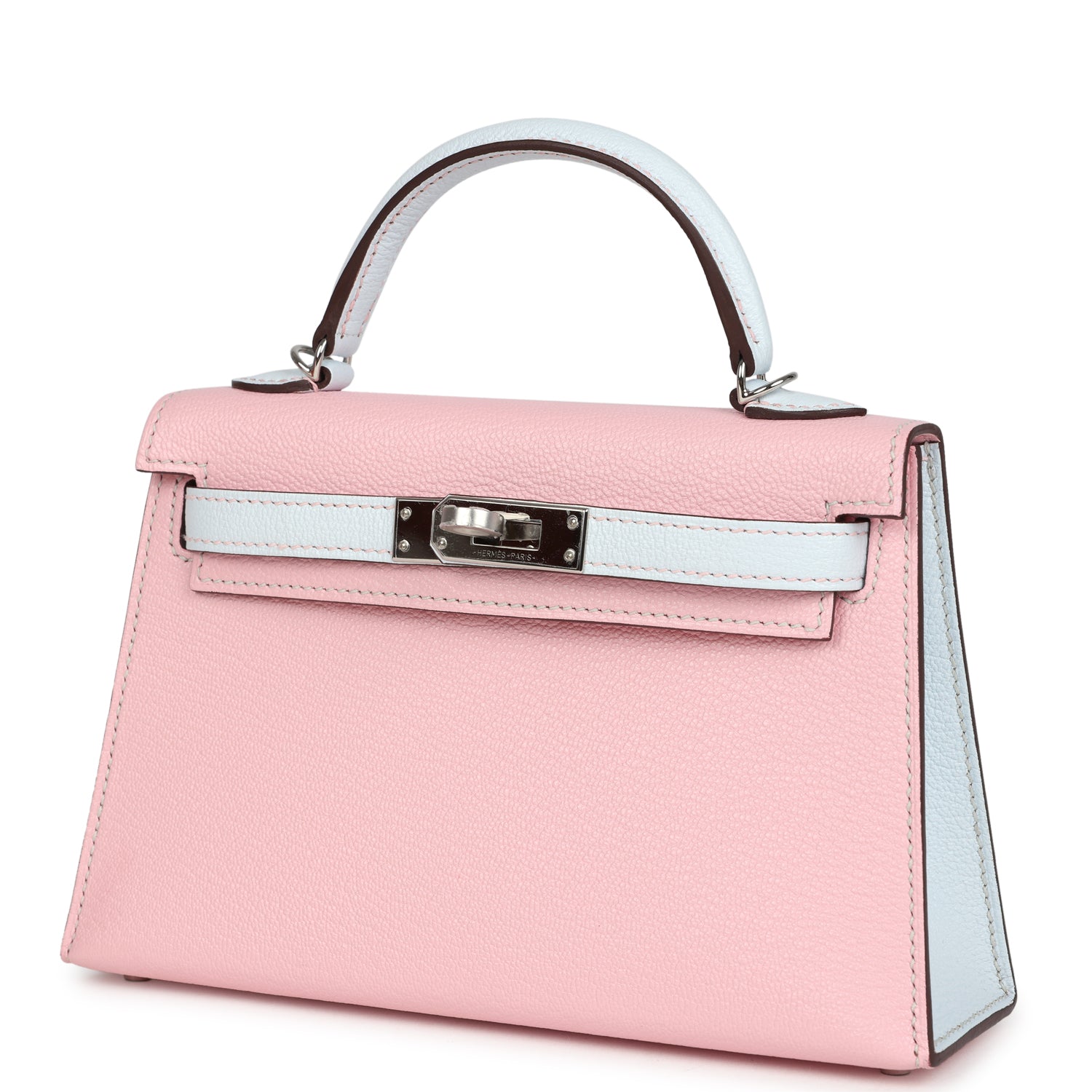 Kelly Sellier 20 Rose Sakura and Bleu Brume Chevre Bag