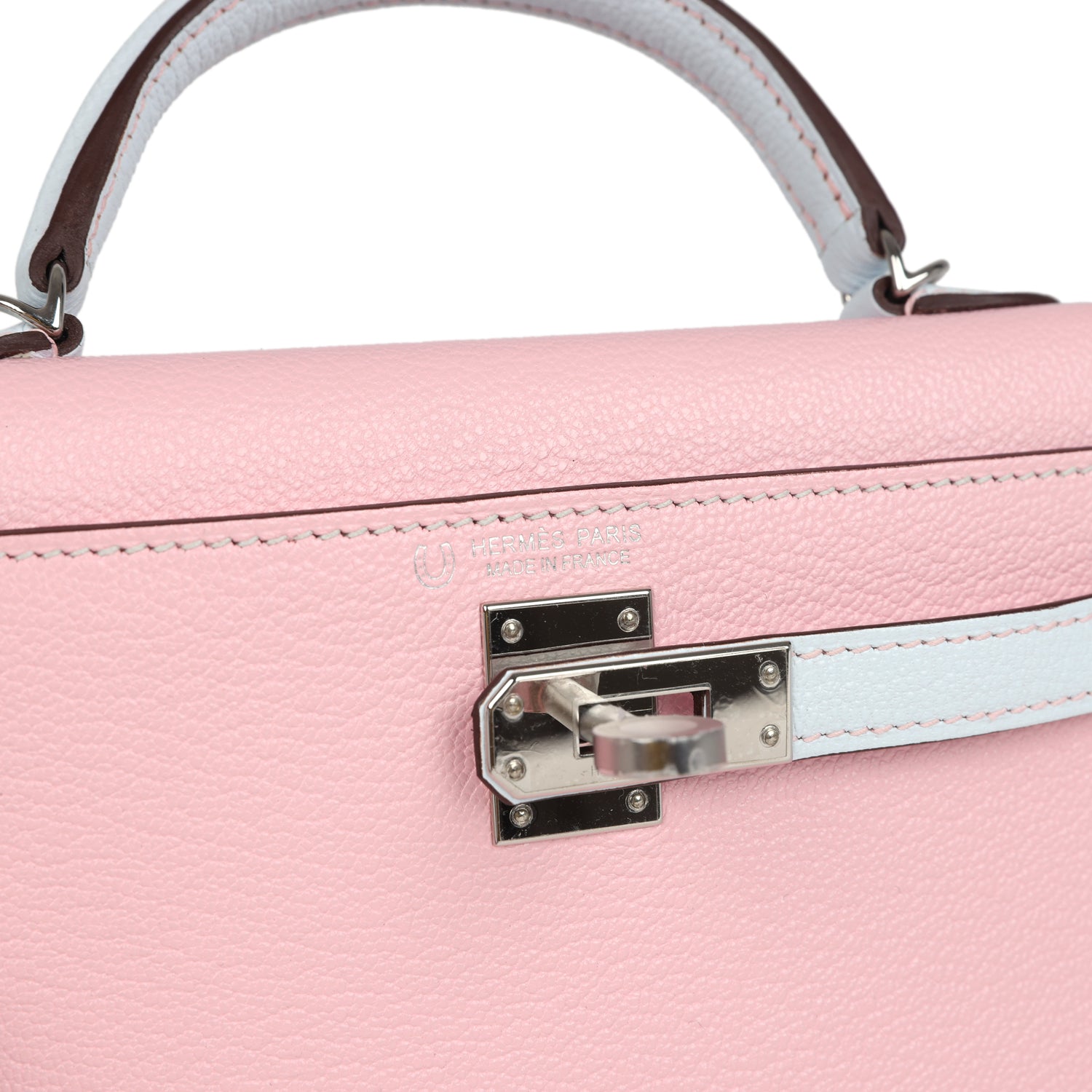 Kelly Sellier 20 Rose Sakura and Bleu Brume Chevre Bag