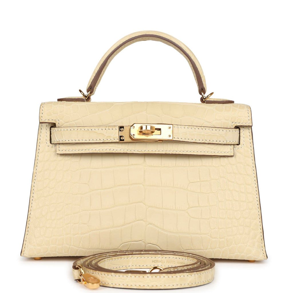 Kelly Sellier 20 Vanille Matte Alligator Bag