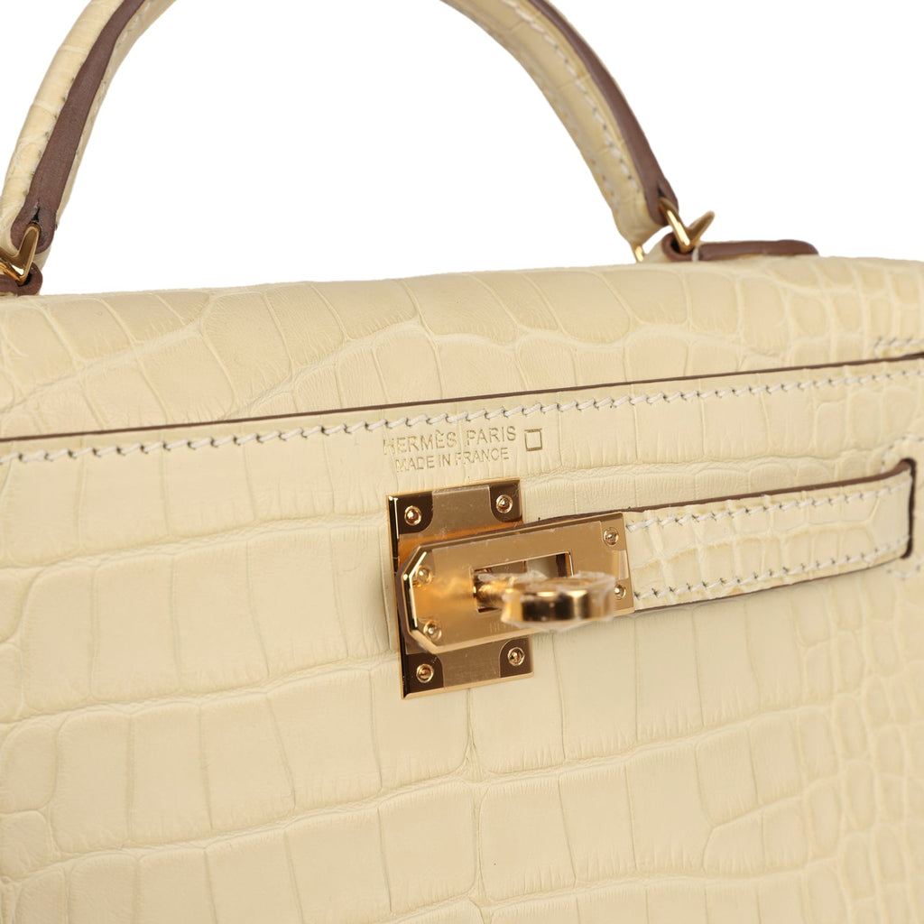 Kelly Sellier 20 Vanille Matte Alligator Bag