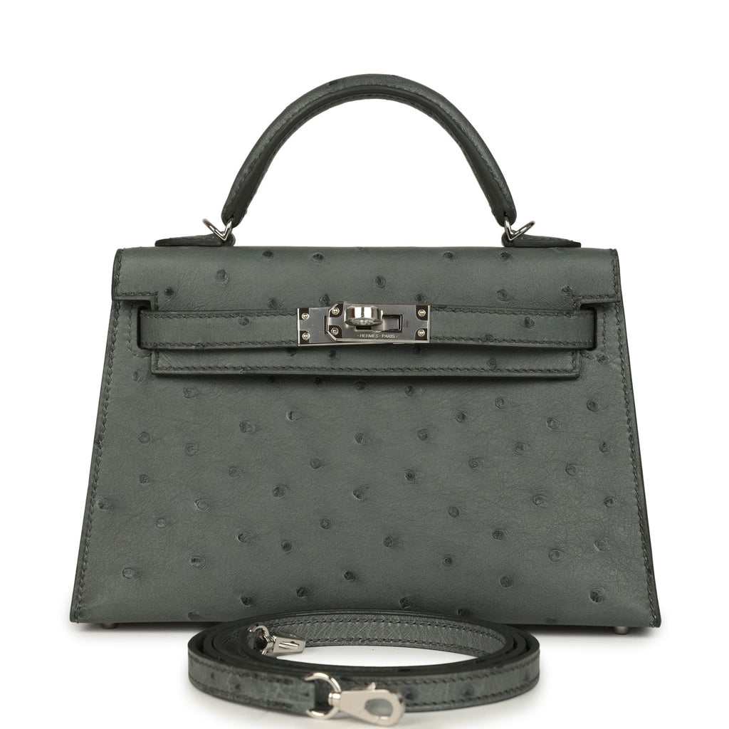 Kelly Sellier 20 Vert Amande Ostrich Bag