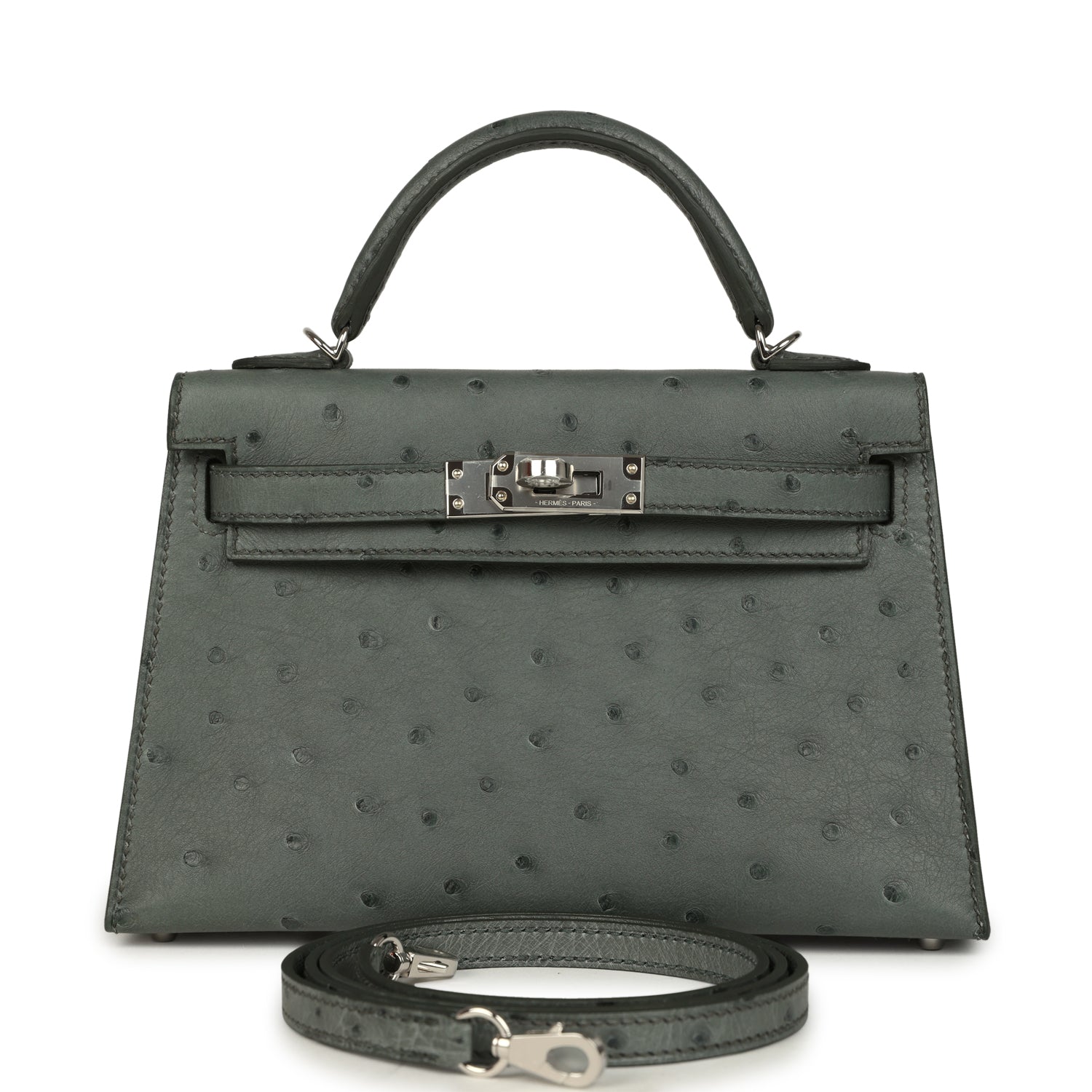Kelly Sellier 20 Vert Amande Ostrich Bag