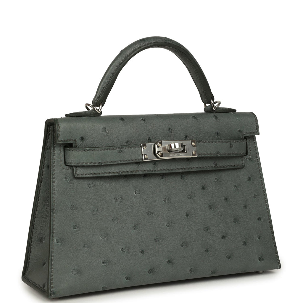 Kelly Sellier 20 Vert Amande Ostrich Bag