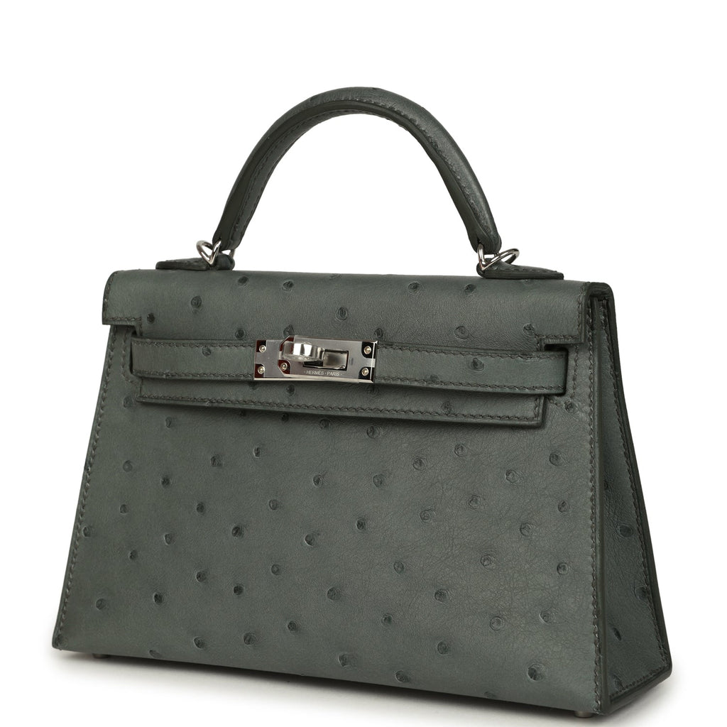 Kelly Sellier 20 Vert Amande Ostrich Bag