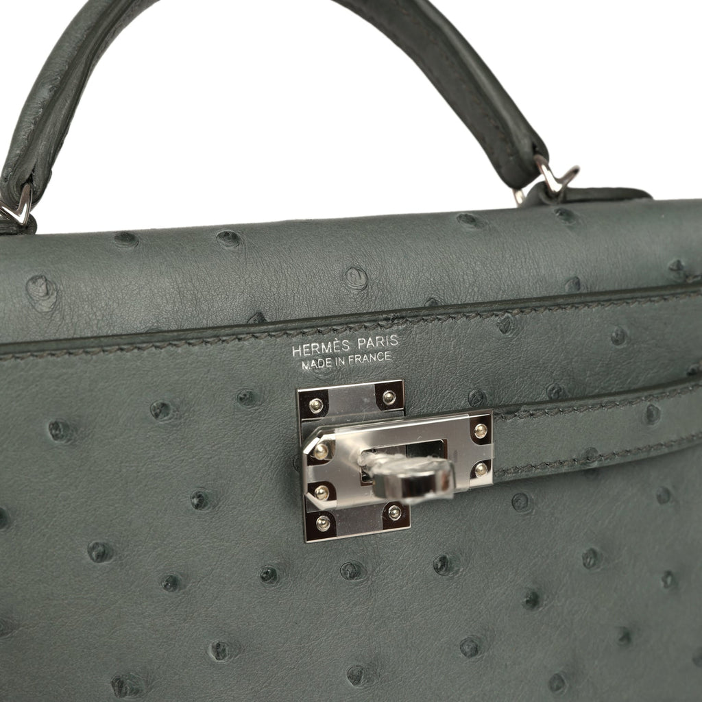 Kelly Sellier 20 Vert Amande Ostrich Bag
