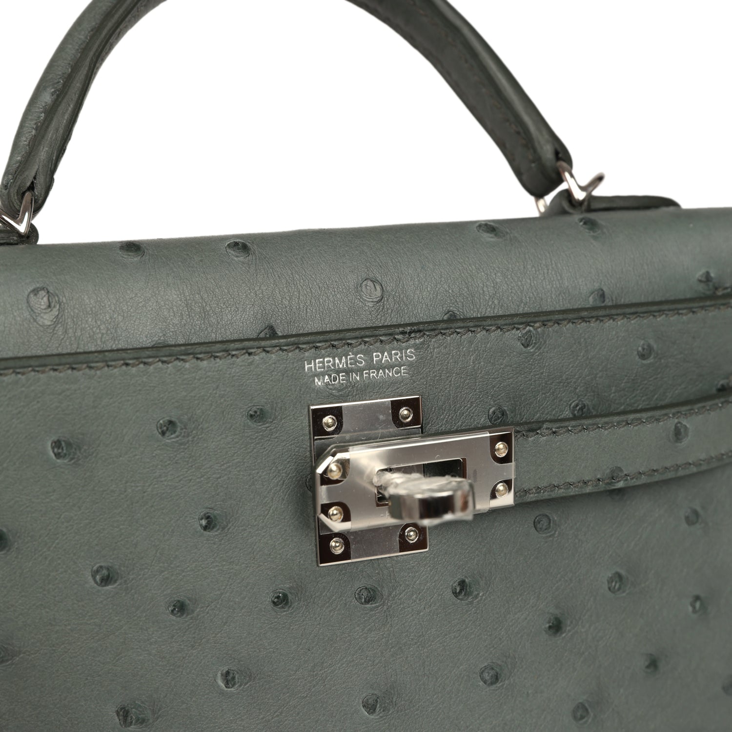 Kelly Sellier 20 Vert Amande Ostrich Bag