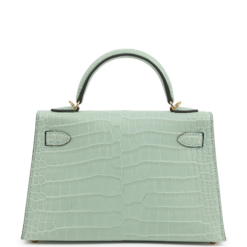 Kelly Sellier 20 Vert D'Eau Matte Porosus Crocodile Bag