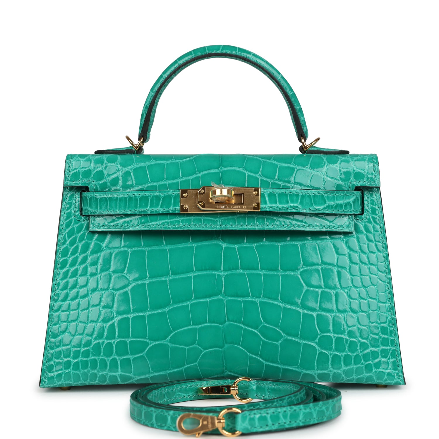 Kelly Sellier 20 Vert Jade Shiny Alligator Bag