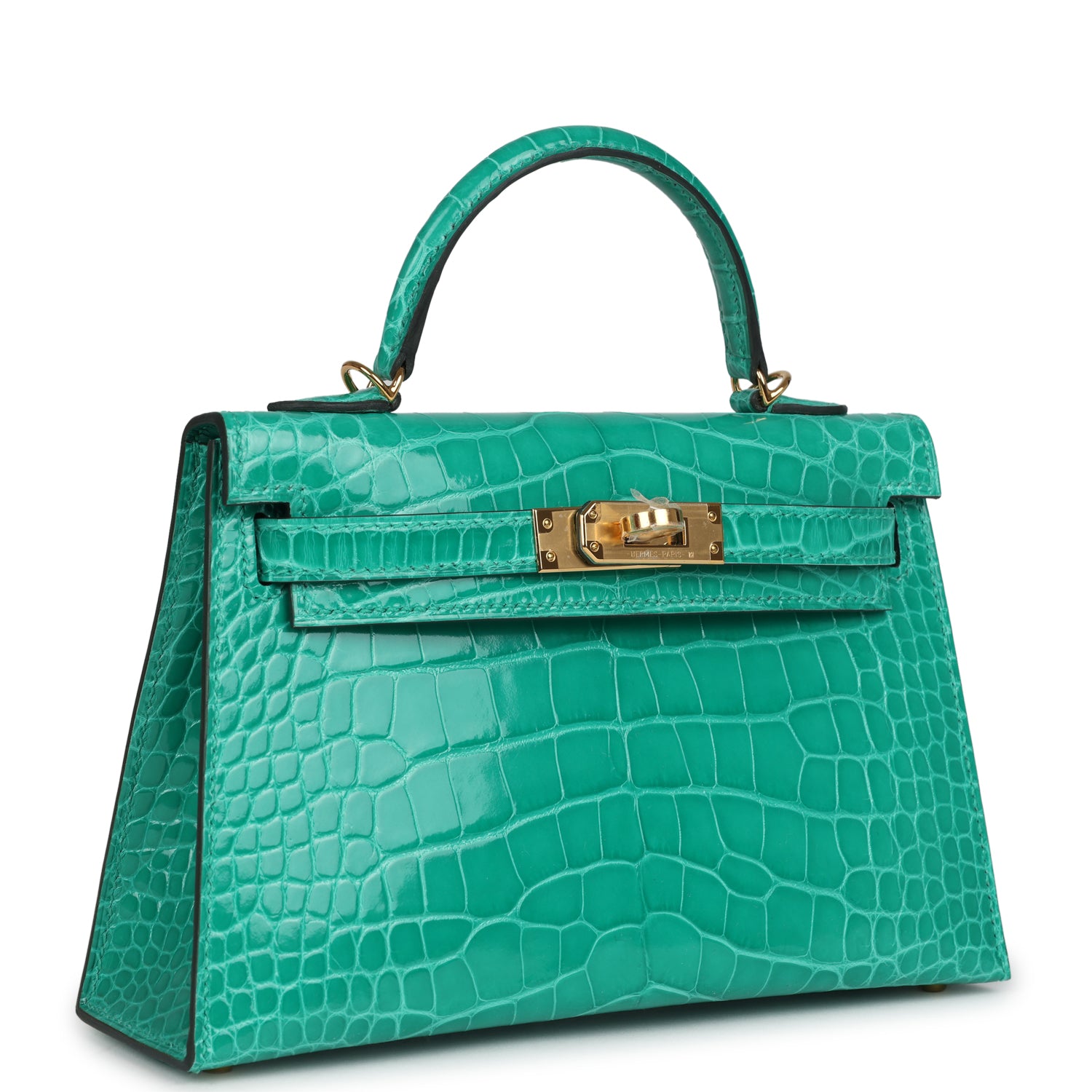Kelly Sellier 20 Vert Jade Shiny Alligator Bag