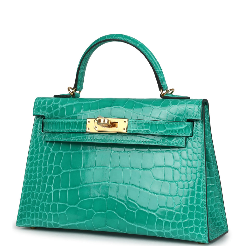 Kelly Sellier 20 Vert Jade Shiny Alligator Bag