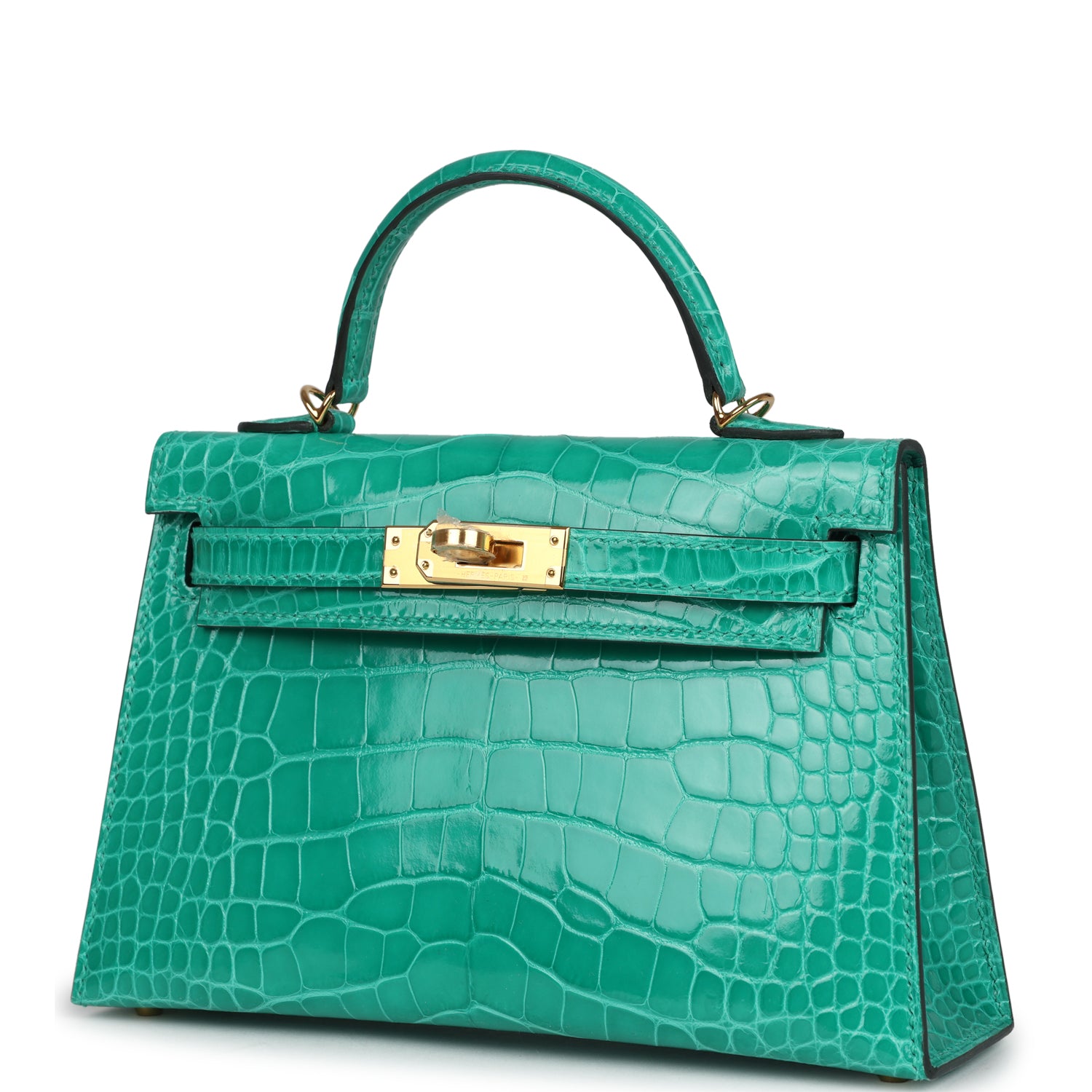 Kelly Sellier 20 Vert Jade Shiny Alligator Bag