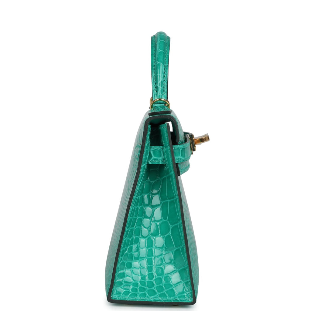 Kelly Sellier 20 Vert Jade Shiny Alligator Bag