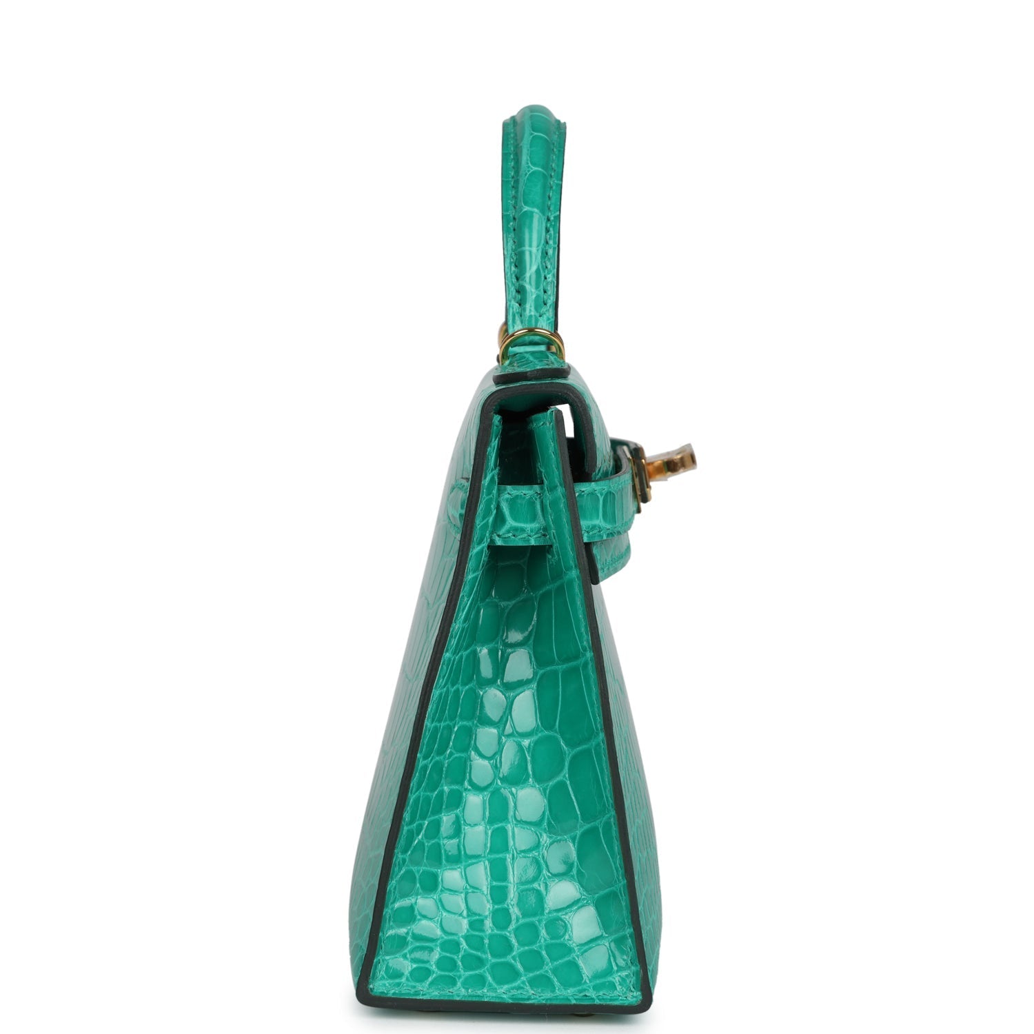 Kelly Sellier 20 Vert Jade Shiny Alligator Bag