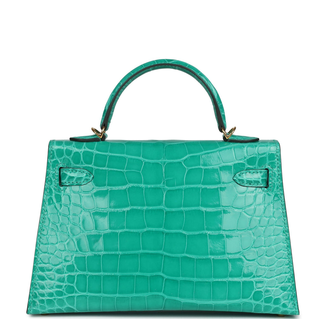 Kelly Sellier 20 Vert Jade Shiny Alligator Bag