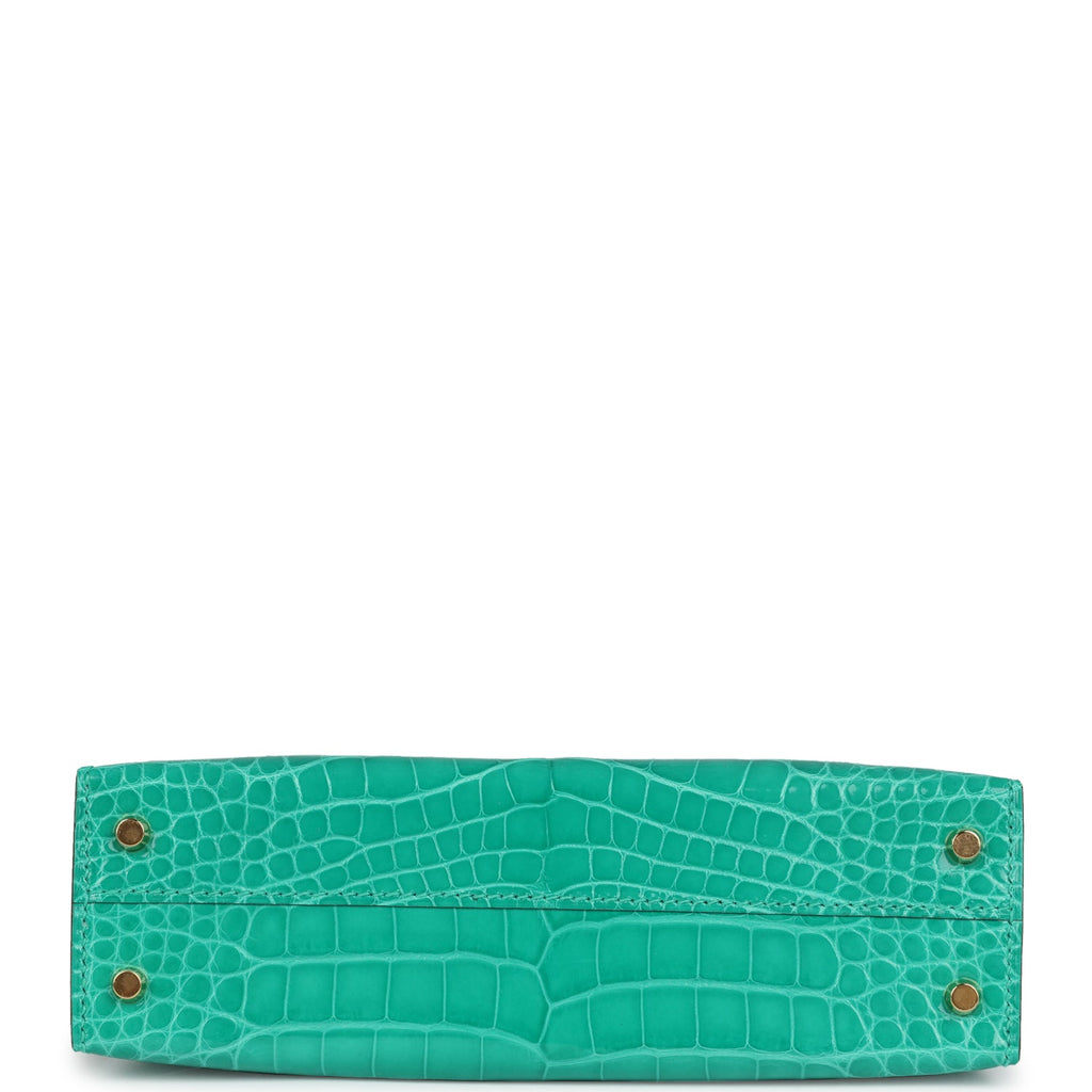 Kelly Sellier 20 Vert Jade Shiny Alligator Bag