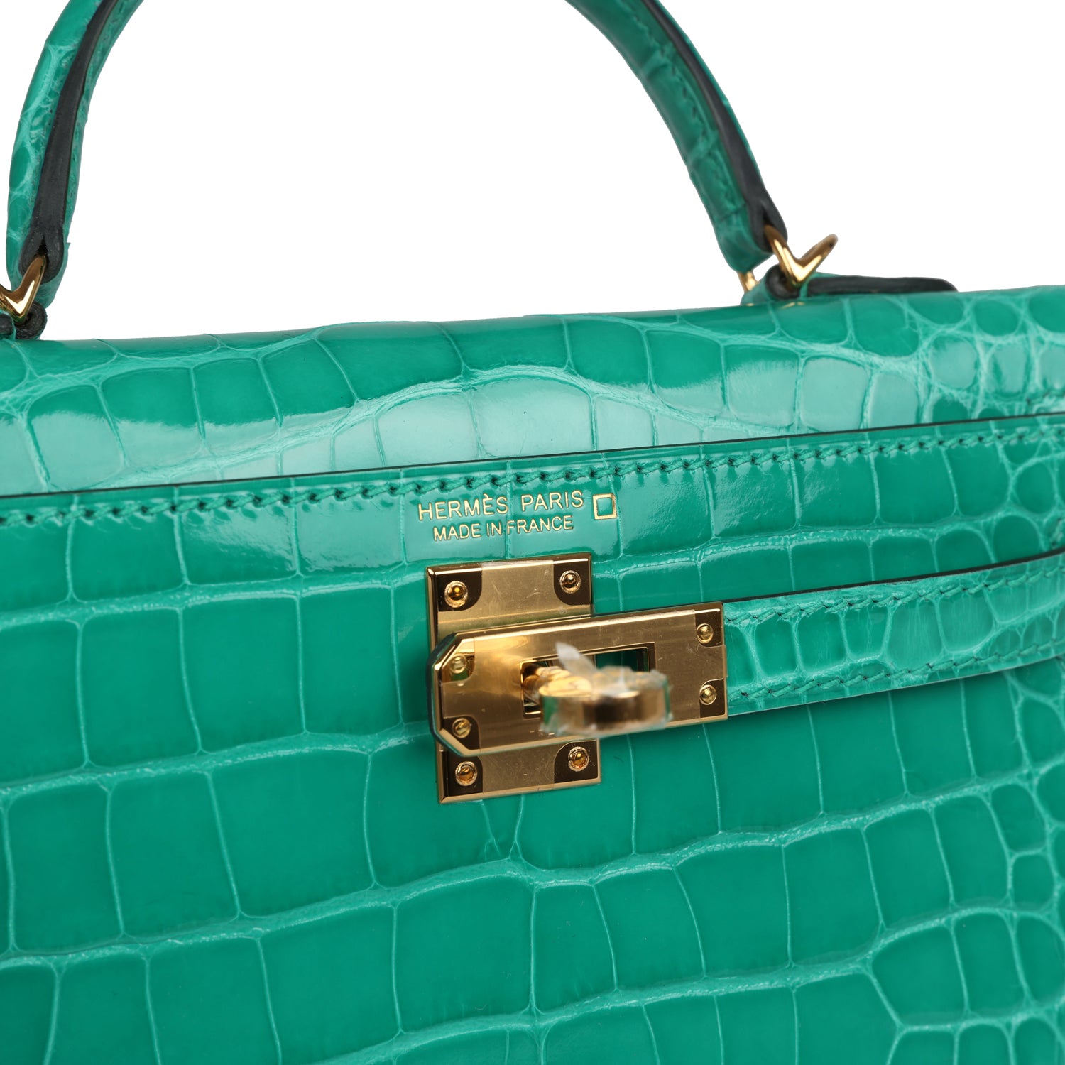 Kelly Sellier 20 Vert Jade Shiny Alligator Bag