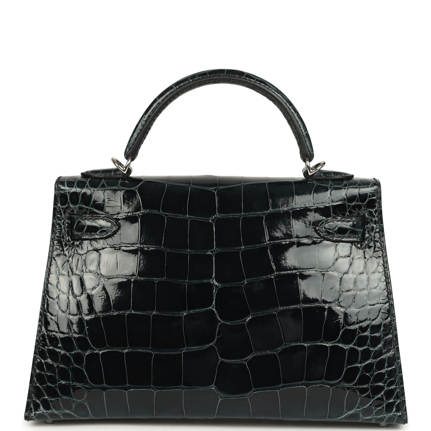 Kelly Sellier 20 Vert Rousseau Verso Shiny Alligator Mississippiensis Bag