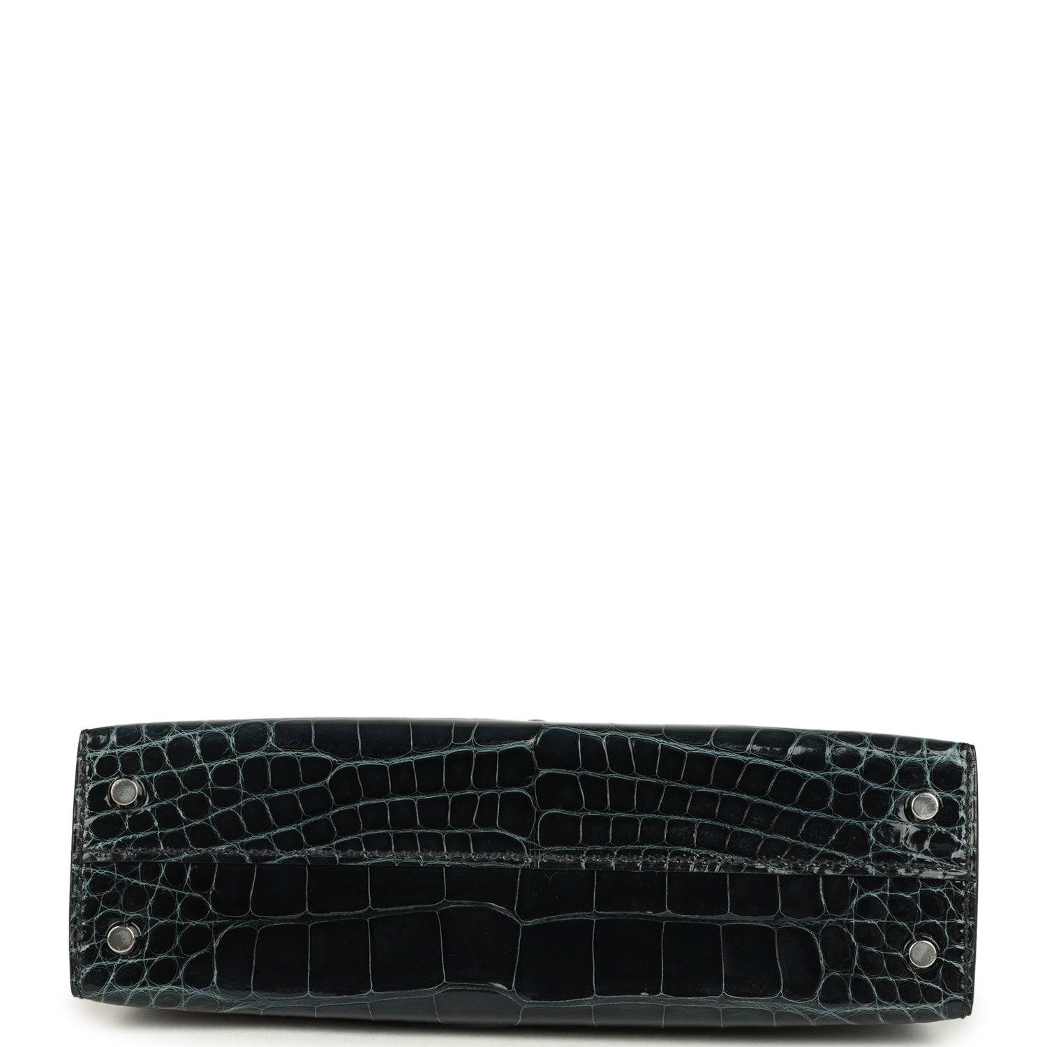 Kelly Sellier 20 Vert Rousseau Verso Shiny Alligator Mississippiensis Bag
