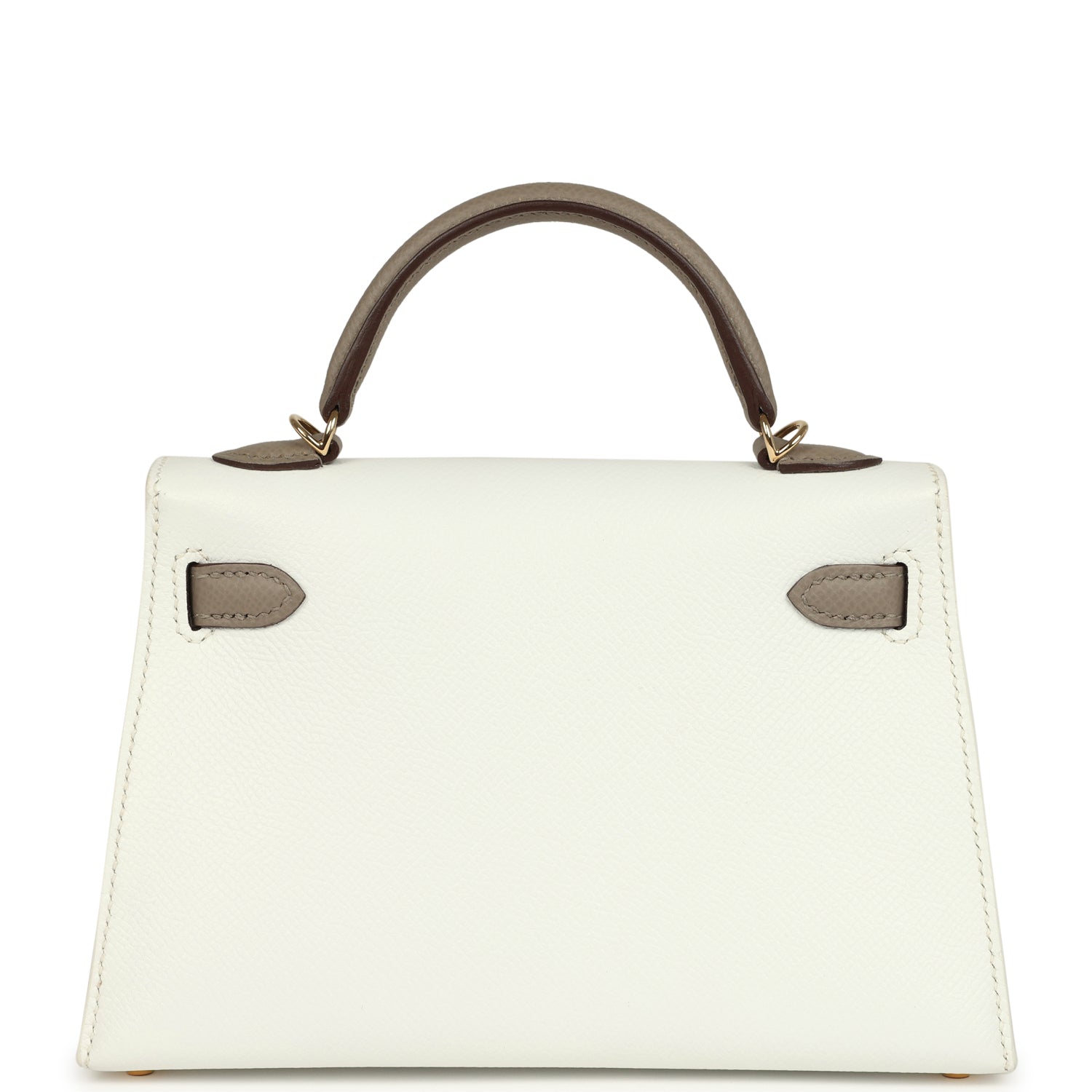 Kelly Sellier 20 White and Gris Asphalt Epsom Bag