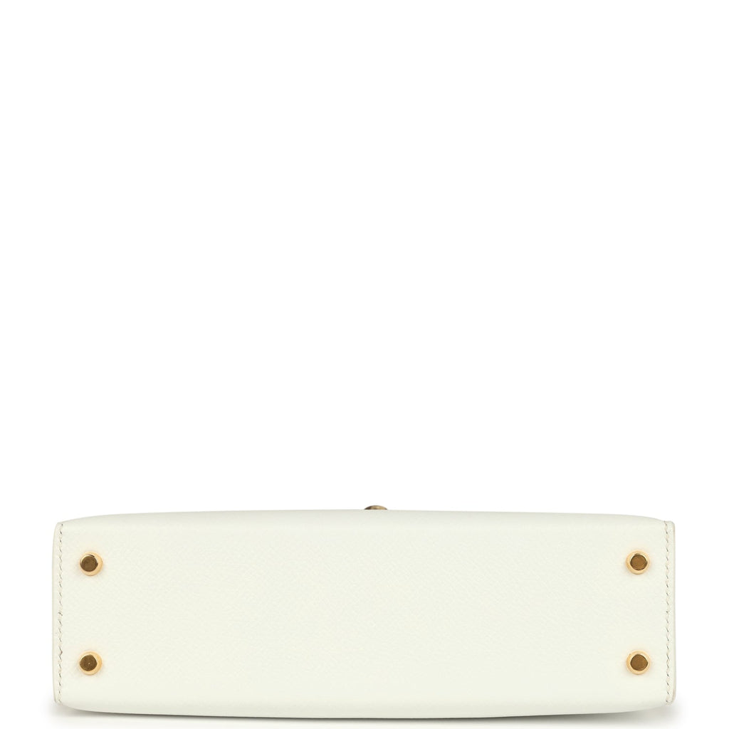 Kelly Sellier 20 White and Gris Asphalt Epsom Bag