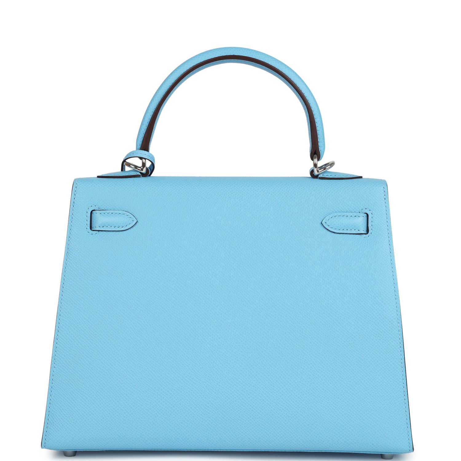 Kelly Sellier 25 Bleu Celeste Verso Epsom Palladium Hardware Bag