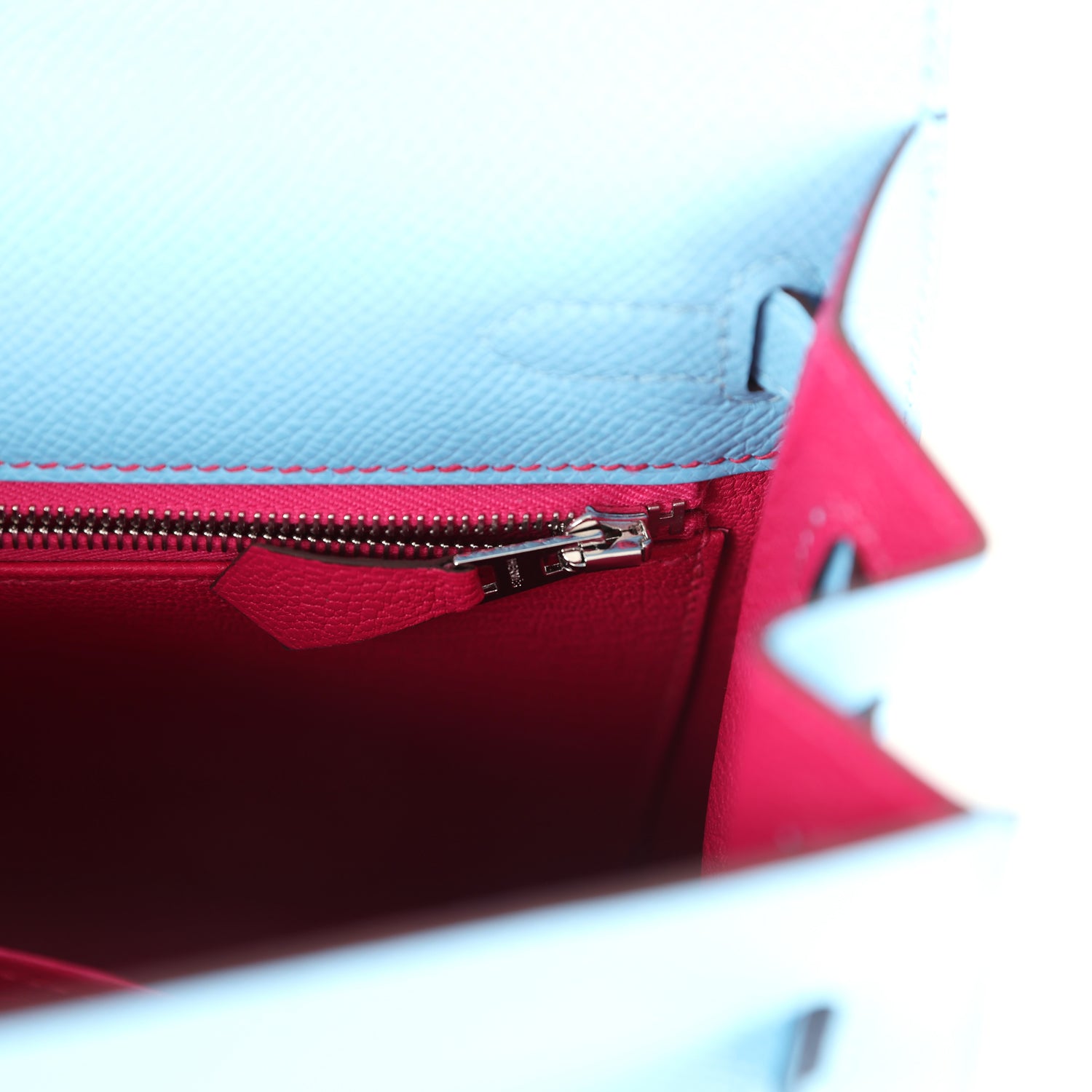 Kelly Sellier 25 Bleu Celeste Verso Epsom Palladium Hardware Bag