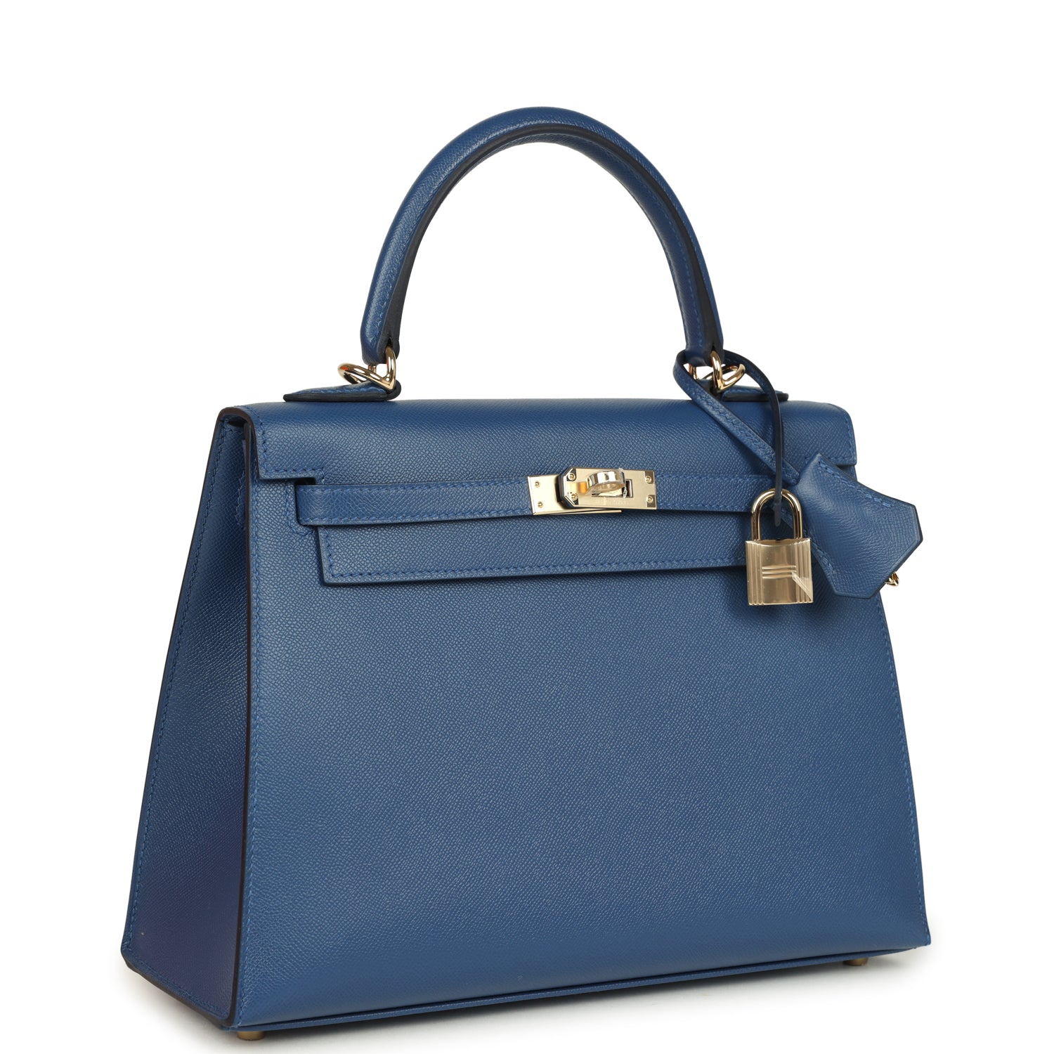 Kelly Sellier 25 Bleu Tie Madame Permabrass Hardware Bag