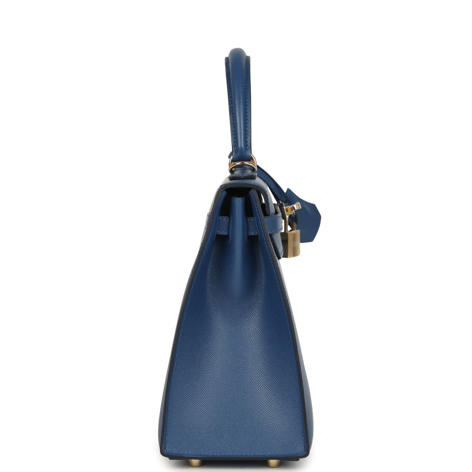 Kelly Sellier 25 Bleu Tie Madame Permabrass Hardware Bag