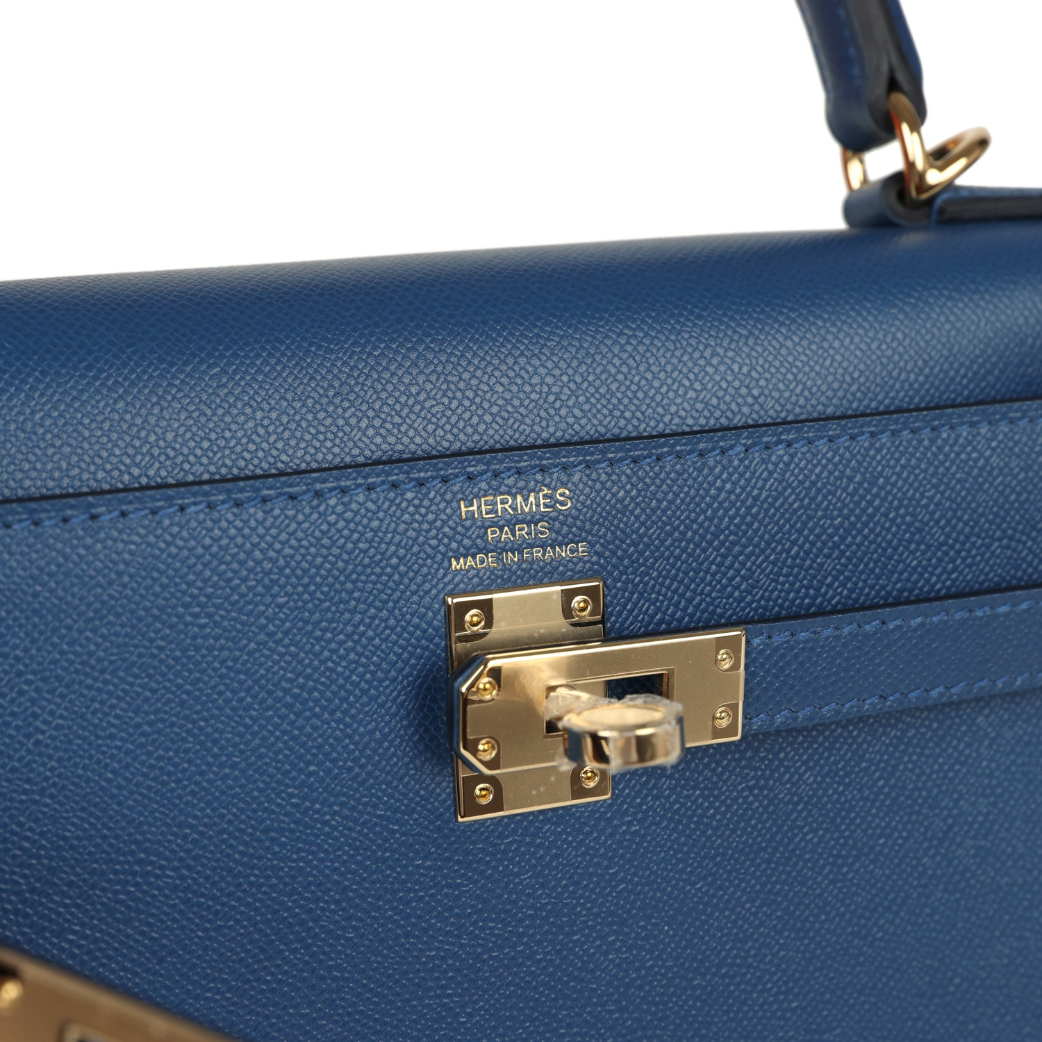 Kelly Sellier 25 Bleu Tie Madame Permabrass Hardware Bag