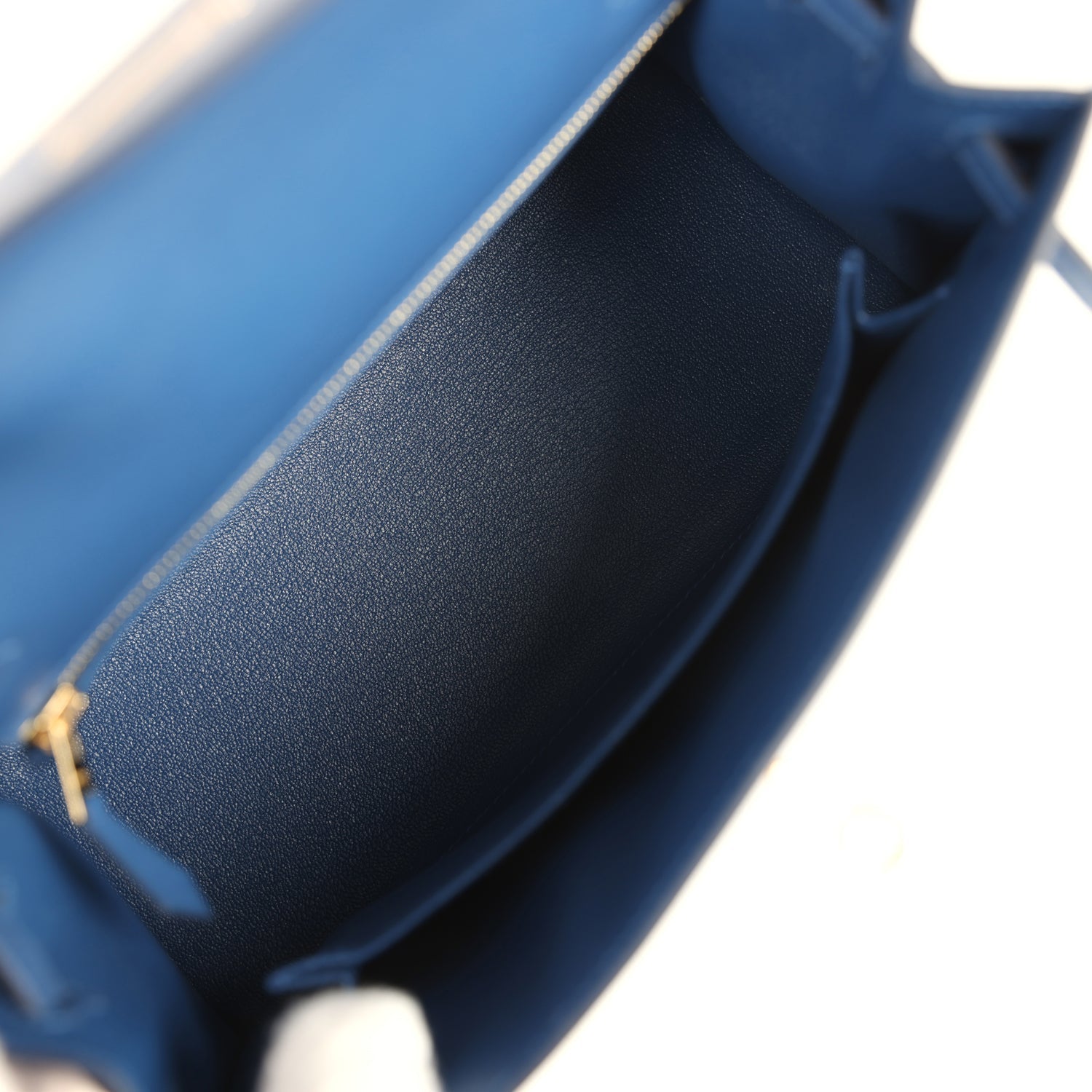 Kelly Sellier 25 Bleu Tie Madame Permabrass Hardware Bag